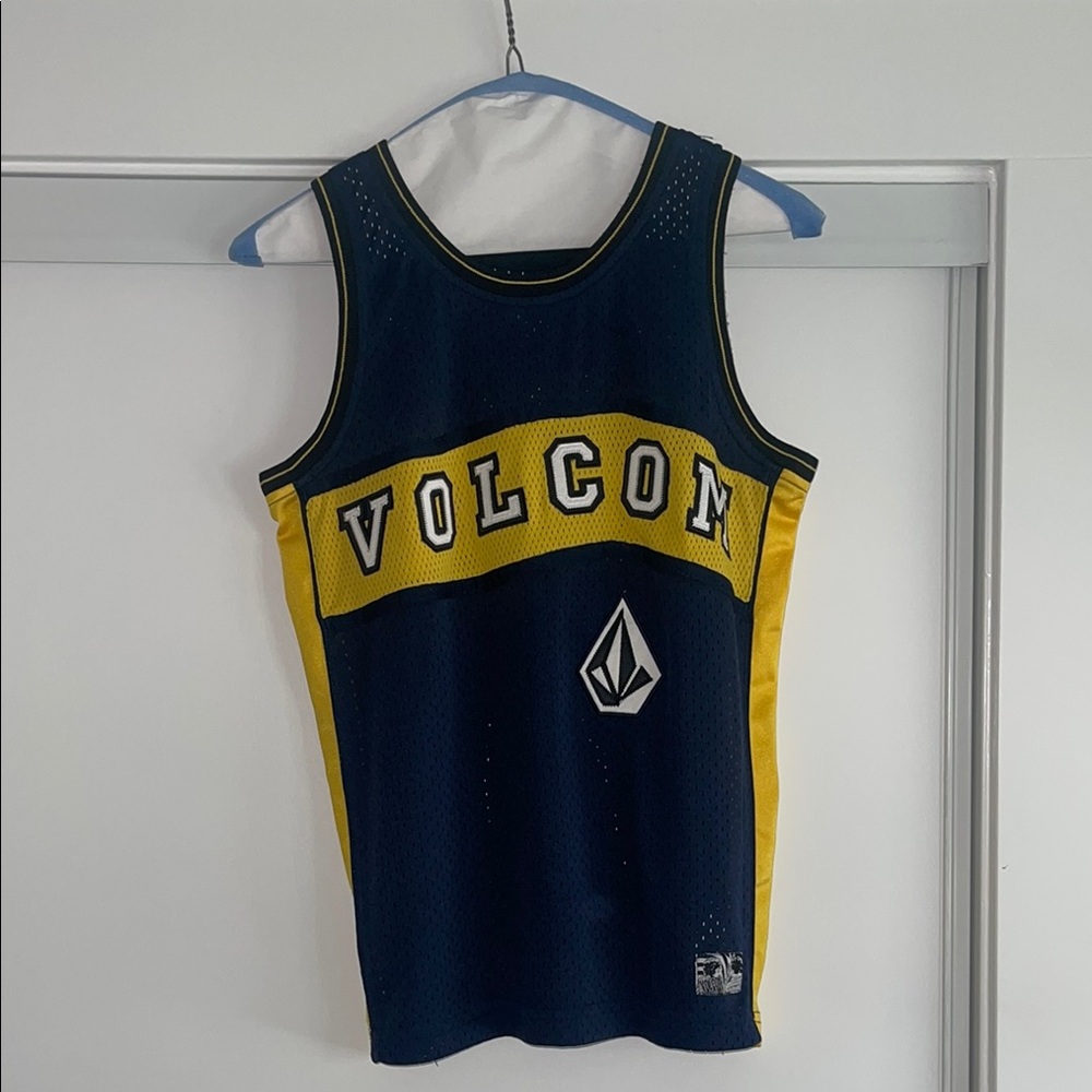 Volcom Navy and Yellow Tank Top